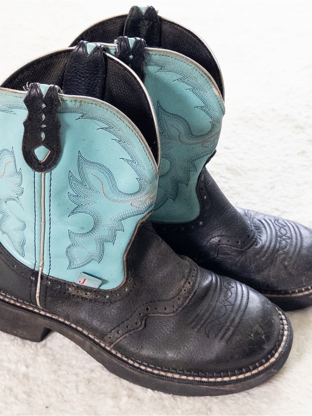 Justin Gypsy Blue Black Leather Cowboy Boots Women’s Size 7B - Picture 9 of 9